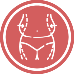 Körpersymbol mit angezeichneten Linien für Fettabsaugung