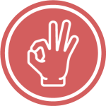 Handsymbol mit einem OK Zeichen